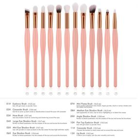 img 2 attached to Logiverl Pink Eye Makeup Brushes Set - 12 Piece Brush Set for Eyebrows, Concealer, Nose, Eye Shadow, and Lips