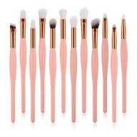 logiverl pink eye makeup brushes set - 12 piece brush set for eyebrows, concealer, nose, eye shadow, and lips logo