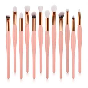 img 4 attached to Logiverl Pink Eye Makeup Brushes Set - 12 Piece Brush Set for Eyebrows, Concealer, Nose, Eye Shadow, and Lips