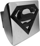 black and chrome all metal hitch cover for superman logo