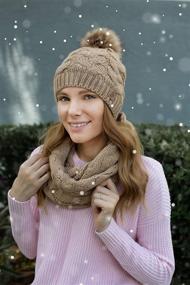 img 3 attached to 🧣 Cute Winter Knit Pom Beanie Hat Scarf Set: Soft and Warm Infinity Scarves for Women