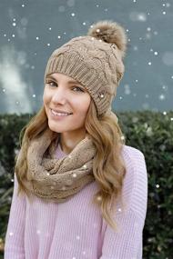 img 2 attached to 🧣 Cute Winter Knit Pom Beanie Hat Scarf Set: Soft and Warm Infinity Scarves for Women