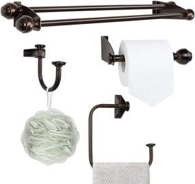 img 4 attached to 🛁 TONIAL Bathroom Hardware Set Gift, Upgraded 4-Piece Towel Bar Rack Set - Includes 20" Double Towel Bar, Toilet Paper Holder, Towel Hook, Towel Holder - Wall Mounted Bathroom Accessories Kit in Bronze