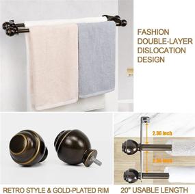 img 2 attached to 🛁 TONIAL Bathroom Hardware Set Gift, Upgraded 4-Piece Towel Bar Rack Set - Includes 20" Double Towel Bar, Toilet Paper Holder, Towel Hook, Towel Holder - Wall Mounted Bathroom Accessories Kit in Bronze