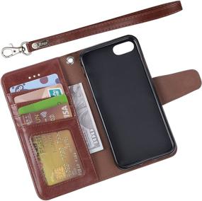 img 2 attached to 📱 Arae iPhone 7/8/SE 2020 Premium PU Leather Wallet Case with Kickstand - Brown