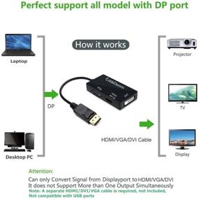 img 1 attached to 🔌 Кабельный адаптер CableDeconn 4K с множественной функцией - DisplayPort 1.2 to HDMI, DVI, VGA - 3-в-1 преобразователь.