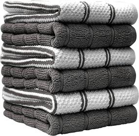 img 3 attached to 🧽 Bumble Premium Cotton Kitchen Hand Towels: Grey Popcorn Gird Design, Soft & Highly Absorbent - 6 Pack