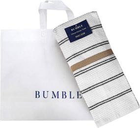 img 1 attached to 🧽 Bumble Premium Cotton Kitchen Hand Towels: Grey Popcorn Gird Design, Soft & Highly Absorbent - 6 Pack