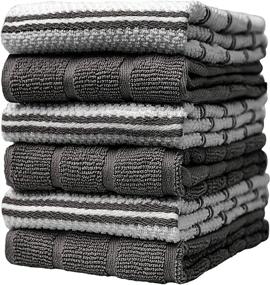 img 4 attached to 🧽 Bumble Premium Cotton Kitchen Hand Towels: Grey Popcorn Gird Design, Soft & Highly Absorbent - 6 Pack