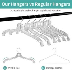 img 2 attached to 👚 Perfecasa Crystal Clear Plastic Clothes Top Hangers - Diamond Cut, Shirts, Jacket - Heavy Duty Acrylic (20pcs)