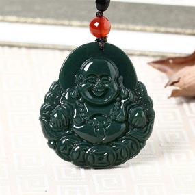 img 3 attached to Hand-Carved Natural Green Jade Pendant Necklace - 100% Pure Gemstone Amulet for Men or Women with Fine Polishing, Available in Boutique