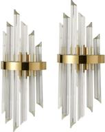 ✨ set of 2 brass wall sconces with crystal-look glass shades - contemporary modern wall lights логотип