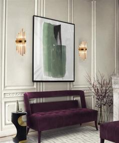 img 1 attached to ✨ Set of 2 Brass Wall Sconces with Crystal-Look Glass Shades - Contemporary Modern Wall Lights