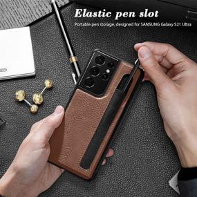 img 3 attached to 📱 imluckies Leather Case for Samsung Galaxy S21 Ultra 6.8" with S Pen Holder - Brown, Slim Fit & Protective Phone Cover with S Pen Slot (No Pen Included)