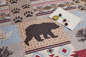 img 2 attached to 🏞️ Rustic Cabin Moose Bear Bedspread King Size with Forest Pine Tree Leaves Design - All Season Country Patchwork Quilt Set, Coverlet + Pillowshams