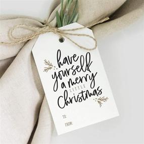 img 1 attached to 🎄 Bliss Collections Merry Little Christmas Tags: Pack of 50, Gold and Black, Perfect for Seasonal Events, Parties, and Celebrations - Great for Holiday Favors