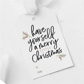 img 3 attached to 🎄 Bliss Collections Merry Little Christmas Tags: Pack of 50, Gold and Black, Perfect for Seasonal Events, Parties, and Celebrations - Great for Holiday Favors