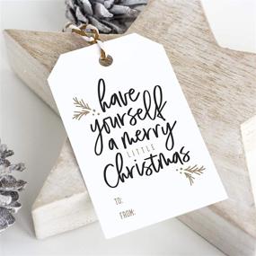 img 2 attached to 🎄 Bliss Collections Merry Little Christmas Tags: Pack of 50, Gold and Black, Perfect for Seasonal Events, Parties, and Celebrations - Great for Holiday Favors