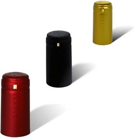 img 4 attached to 🎉 PVC Heat Shrink Capsules - Pack of 100 with a Variety Mix: 40 Matte Black, 40 Burgundy Red, and 20 Classic Gold Colors