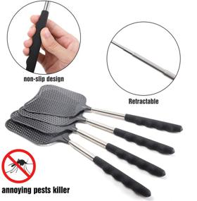 img 1 attached to 🪰 STUHAD 4-Pack Heavy Duty Retractable Fly Swatters Set with Telescopic Stainless Steel Handles, Ideal for Home, Classroom, and Office Use