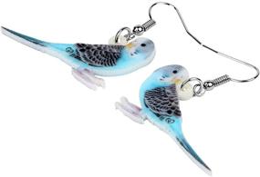 img 1 attached to 🦜 DUOWEI Acrylic Blue Long-tailed Parakeet Parrot Earrings – Elegant Dainty Bird Drop Dangle Jewelry Gifts for Women and Girls (Blue2)