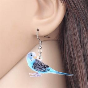 img 3 attached to 🦜 DUOWEI Acrylic Blue Long-tailed Parakeet Parrot Earrings – Elegant Dainty Bird Drop Dangle Jewelry Gifts for Women and Girls (Blue2)