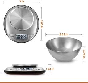 img 1 attached to 🍽️ CROWNFUL Digital Food Scale with Bowl - 11lb/5kg Kitchen Scales for Cooking and Baking - Weight in Grams and Ounces - Batteries Included