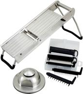 🔪 efficient winco winware stainless steel mandoline slicer set with hand guard: simplify your kitchen prep logo