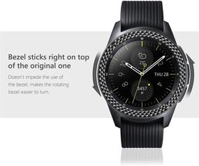 img 1 attached to Кольца для оформления браслета Galaxy Watch 42 мм Bezel - защита из нержавеющей стали от царапин в упаковке из 2 штук с креплением для бисера на поверхности, дизайн "алмаз/ромб" в черном цвете.