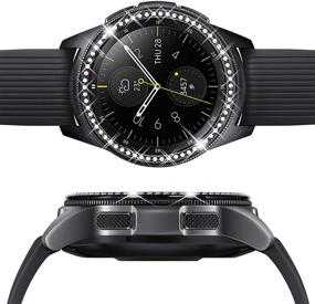 img 2 attached to Кольца для оформления браслета Galaxy Watch 42 мм Bezel - защита из нержавеющей стали от царапин в упаковке из 2 штук с креплением для бисера на поверхности, дизайн "алмаз/ромб" в черном цвете.