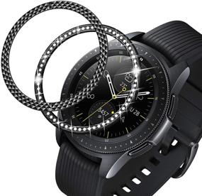 img 3 attached to Кольца для оформления браслета Galaxy Watch 42 мм Bezel - защита из нержавеющей стали от царапин в упаковке из 2 штук с креплением для бисера на поверхности, дизайн "алмаз/ромб" в черном цвете.