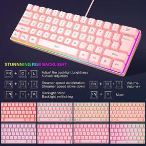 img 3 attached to 🔮 MageGee TS91 Mini 60% Gaming/Office Keyboard - Waterproof Keycaps, Wired RGB Backlit Compact Keyboard for Windows, Mac, Laptop (Pink)