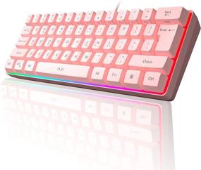 img 4 attached to 🔮 MageGee TS91 Mini 60% Gaming/Office Keyboard - Waterproof Keycaps, Wired RGB Backlit Compact Keyboard for Windows, Mac, Laptop (Pink)