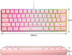 img 1 attached to 🔮 MageGee TS91 Mini 60% Gaming/Office Keyboard - Waterproof Keycaps, Wired RGB Backlit Compact Keyboard for Windows, Mac, Laptop (Pink)