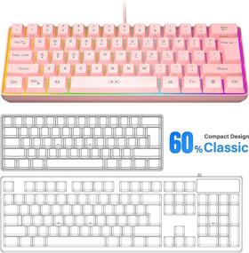 img 2 attached to 🔮 MageGee TS91 Mini 60% Gaming/Office Keyboard - Waterproof Keycaps, Wired RGB Backlit Compact Keyboard for Windows, Mac, Laptop (Pink)