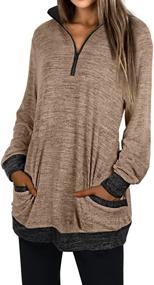 img 3 attached to 👚 WEESO Women's Color Block Quarter-Zip Sweatshirt: Casual Long Sleeve Tunic Tops with Pocket