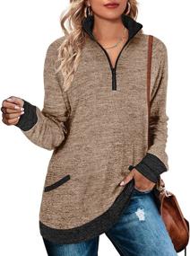 img 4 attached to 👚 WEESO Women's Color Block Quarter-Zip Sweatshirt: Casual Long Sleeve Tunic Tops with Pocket