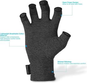 img 3 attached to Black Compression Gloves for Arthritis Relief - Ideal for Rheumatoid, RSI, Carpal Tunnel, Typing, and Daily Work - Fingerless Hand Gloves for Computer Use - Effective Support for Joints and Hands (Size M)