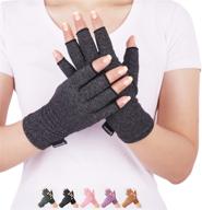 black compression gloves for arthritis relief - ideal for rheumatoid, rsi, carpal tunnel, typing, and daily work - fingerless hand gloves for computer use - effective support for joints and hands (size m) logo