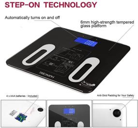 img 2 attached to Точные весы Triomph Precision Body Fat Scale: Продвинутые цифровые весы для ванных комнат с подсветкой на ЖК-дисплее для полного анализа тела, включая вес, жировую массу, воду, мышцы, ИМТ, массу костей и отслеживание калорий - с распознаванием 10 пользователей и возможностью взвешивания до 400 фунтов - поощрение контроля за потерей жира - стильный черный дизайн.