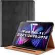 📱 procase ipad pro 11 inch case - 2021 2020 2018, pu leather stand folio protective cover with pencil holder for ipad pro 11&#34; (3rd / 2nd / 1st gen) - black logo
