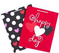 💌 hallmark 13-inch valentine's day gift bags (set of 2): red hearts & black dots - perfect for kids, teachers, galentine's day gifts logo