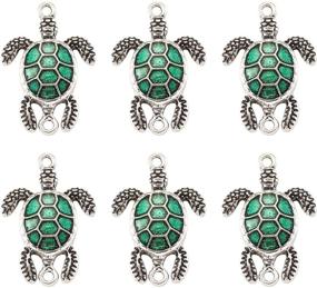 img 4 attached to 🐢 Craftdady Enamel Sea Turtle Pendant Links: Double Loops Ocean Animal Charms for Bracelet & Necklace Making