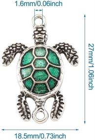 img 2 attached to 🐢 Craftdady Enamel Sea Turtle Pendant Links: Double Loops Ocean Animal Charms for Bracelet & Necklace Making