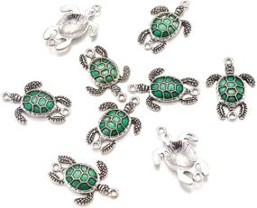 img 3 attached to 🐢 Craftdady Enamel Sea Turtle Pendant Links: Double Loops Ocean Animal Charms for Bracelet & Necklace Making