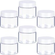 💼 pack of 6 - 1 oz plastic pot jars | clear leak-proof cosmetic containers with white lids for travel storage | ideal for makeup, eye shadow, nails, powder, paint, jewelry logo