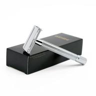🪒 chrome double edge safety reusable razor with long handle by weishi logo
