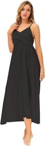 img 3 attached to Zexxxy Women's Casual V-Neck Midi Dresses with Adjustable Front Kont and Spaghetti Straps