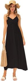 img 4 attached to Zexxxy Women's Casual V-Neck Midi Dresses with Adjustable Front Kont and Spaghetti Straps