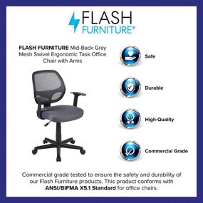 img 1 attached to 😊 Enhance Your Workplace Comfort with the Flash Furniture Flash Fundamentals Mid-Back Gray Mesh Swivel Ergonomic Task Office Chair with Arms